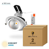 Set van 2 stuks LED inbouwspot kantelbaar - Koelwit 4000K - Ø165 mm - in LEDPLANET doos