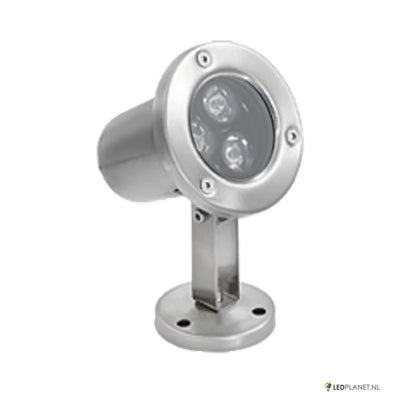 LED onderwaterlamp 3W van RVS 304 met kantelbare beugel en voet