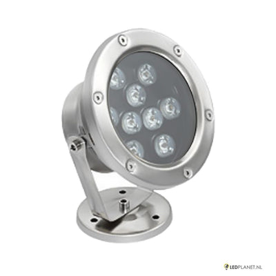LED onderwaterlamp 9W van RVS 304 met kantelbare beugel en voet