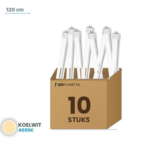 Set van 10 stuks LED TL buis T8 120 cm - Koelwit 4000K - in LEDPLANET doos