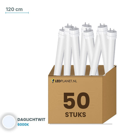 Set van 50 stuks LED TL buis T8 120 cm - Daglichtwit 6000K - in LEDPLANET doos
