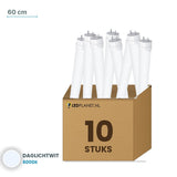 Set van 10 stuks LED TL buis T8 60 cm kunststof - Daglichtwit 6000K - in LEDPLANET doos