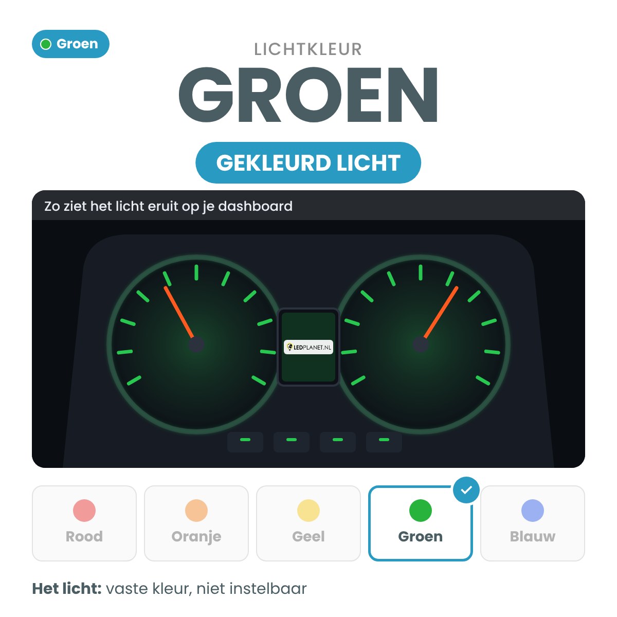 Lichtkleur groen: zo ziet het licht eruit op het dashboard