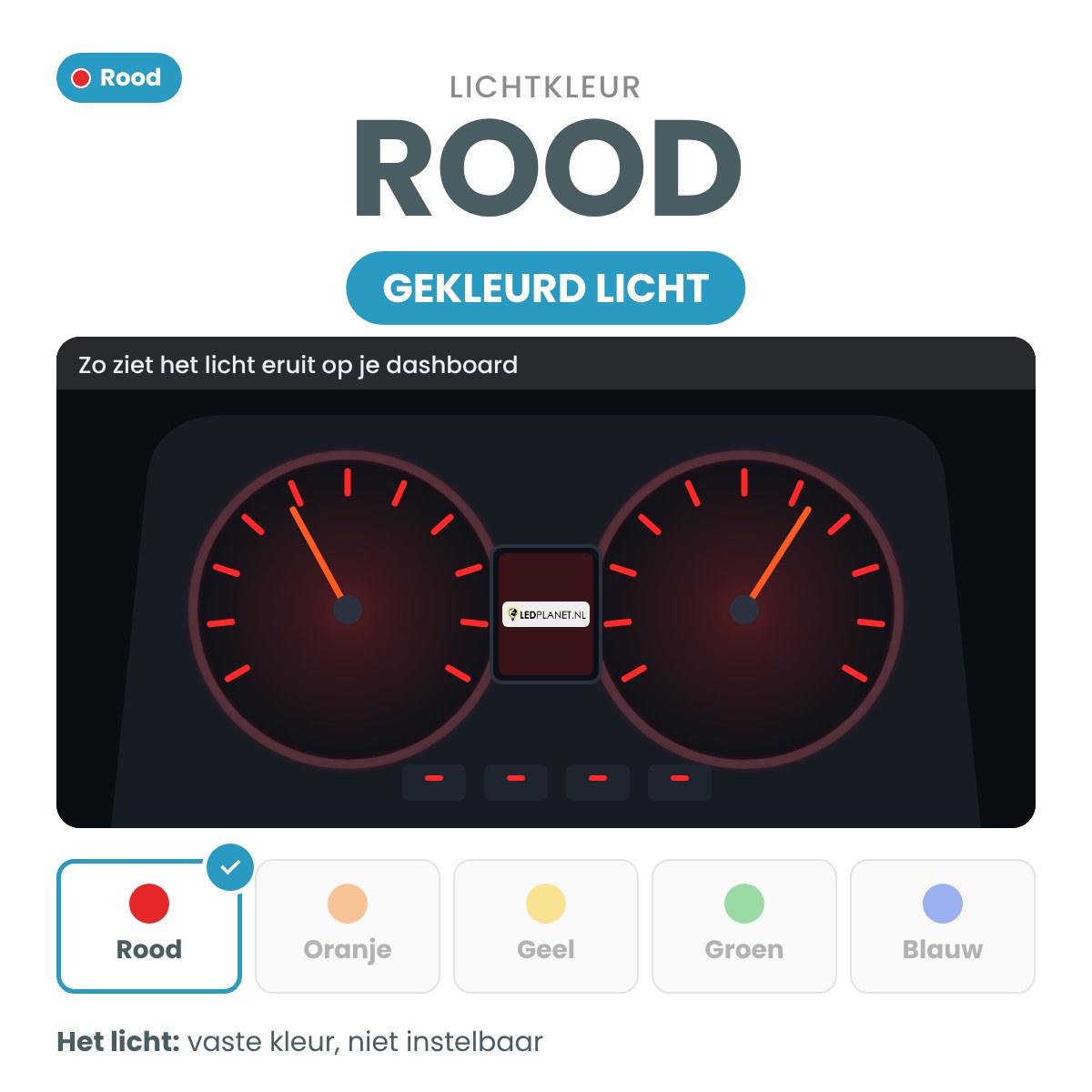 Lichtkleur rood: zo ziet het licht eruit op het dashboard