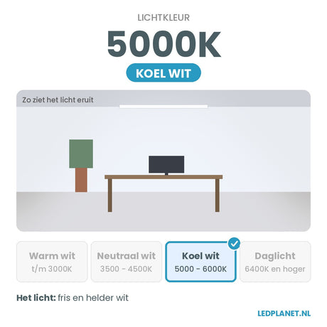 Lichtkleur 5000K - neutraalwit