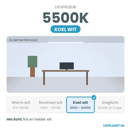Lichtkleur 5500K - koel wit
