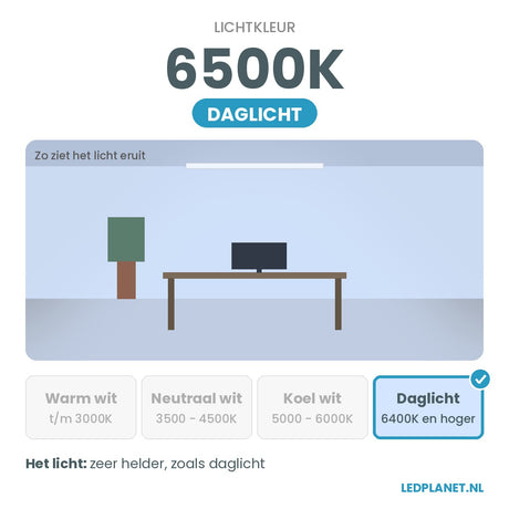 Lichtkleur 6500K - daglicht