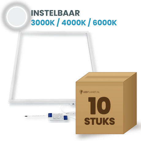 Karton mit 10 Stück LED-Rahmenpanel 36W 3CCT, Lichtfarbe einstellbar 3000K / 4000K / 6000K