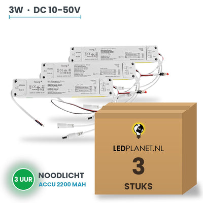 Doos met 3 stuks Noodstroommodule voor LED-paneel - 3W - 3 uur noodverlichting - DC 10-50V - accu 2200 mAh