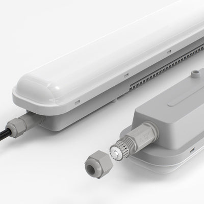 Réglette LED étanche Tri-Proof 1500mm 50W - boîtier avec presse-étoupe et capot de raccordement