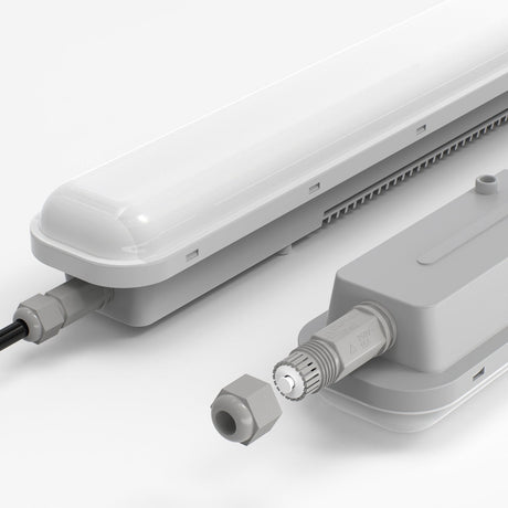 LED tri-proof armatuur 1500mm 50W - behuizing met kabelwartel en aansluitkap
