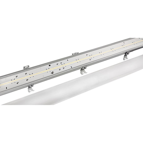 LED Feuchtraumleuchte Tri-Proof mit Notbeleuchtung - geöffnete Leuchte mit LED-Streifen