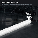 LED tri-proof armatuur met radarsensor - schakelt vanzelf aan bij beweging