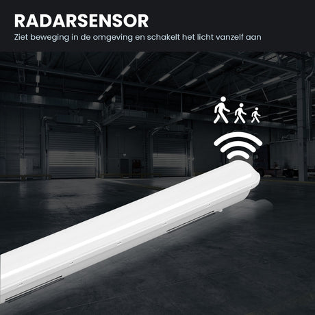 LED Feuchtraumleuchte Tri-Proof mit Radarsensor - schaltet sich bei Bewegung automatisch ein