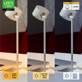 3-in-1-LED-Lampe, kabellos und wiederaufladbar, mit magnetischer Wandhalterung, Fuß und Klemme – Weiß