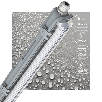 LED-Leuchte (TL) 3060 Lumen – 16,5 W – Kaltweiß 4000 K – 150 cm – Wasserdicht (IP65) – Stoßfest (IK08) – Austauschbare Leuchtstoffröhre