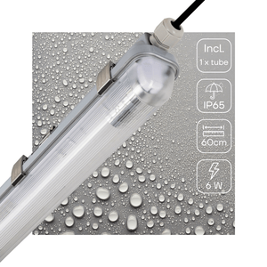 LED TL Armatuur 1110 lumen - 6W - Koelwit 4000K - 60cm - IP65 Waterdicht - IK08 Slagvast - Verwisselbare Buis