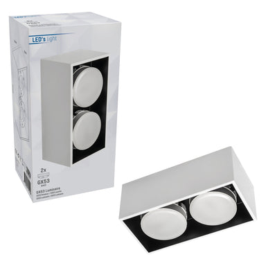 LED's Light Cube LED-Deckenleuchte - 2 Lichtpunkte - Drehbares Licht - Stahl - 20 x 8 cm - Weiß