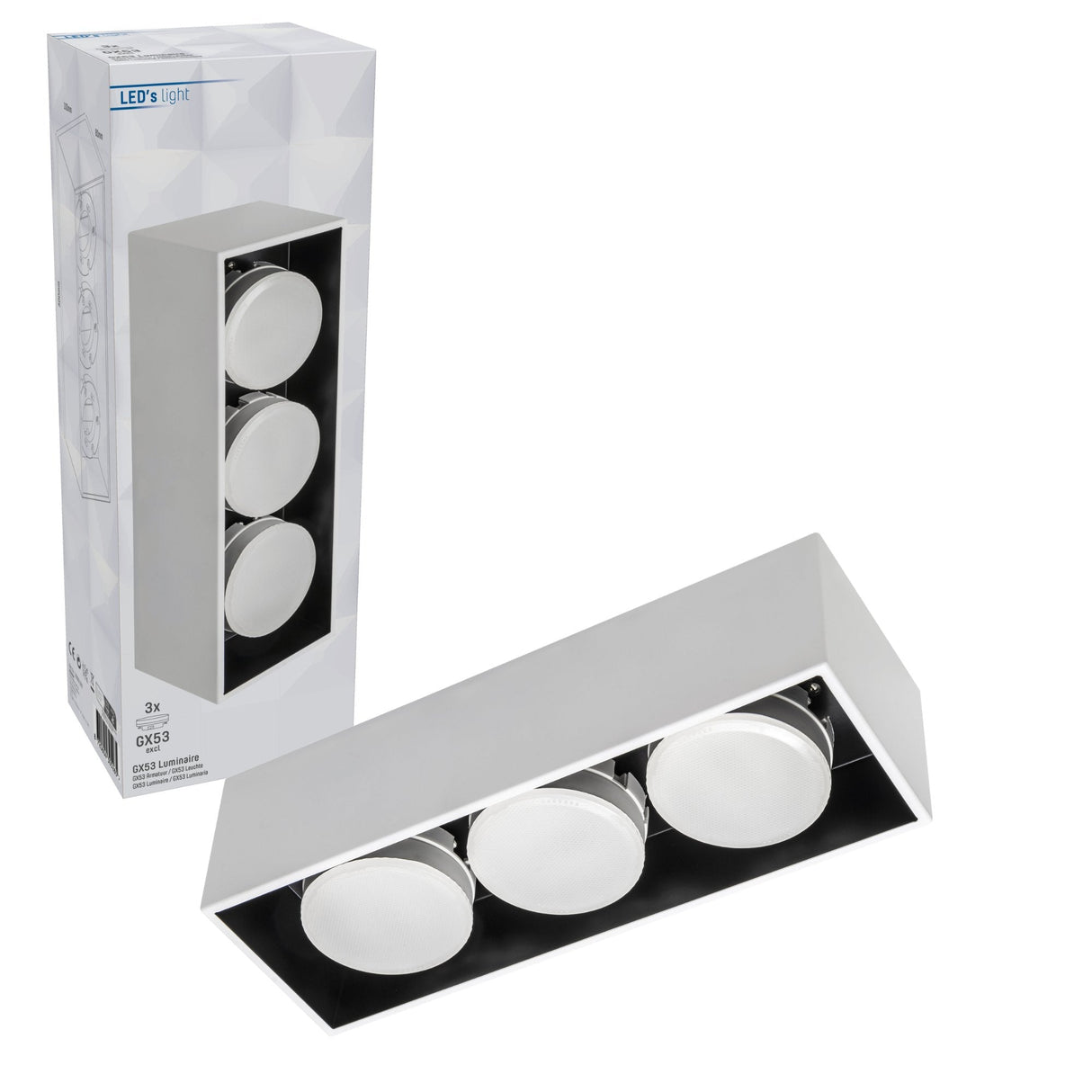 LED's Light Cube LED Ceiling Lamp - 3 light points - Rotatable light - Steel - 30 x 8 cm - White