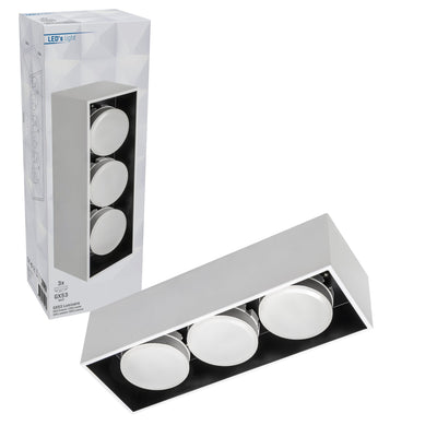 Plafoniera LED Cube LED's Light - 3 punti luce - Luce orientabile - Acciaio - 30 x 8 cm - Bianco