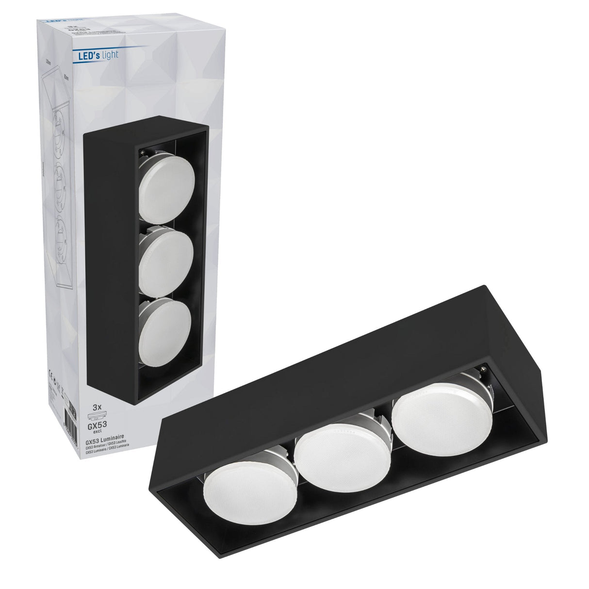 LED's Light Cube LED Ceiling Lamp - 3 light points - Rotatable light - Steel - 30 x 8 cm - Black