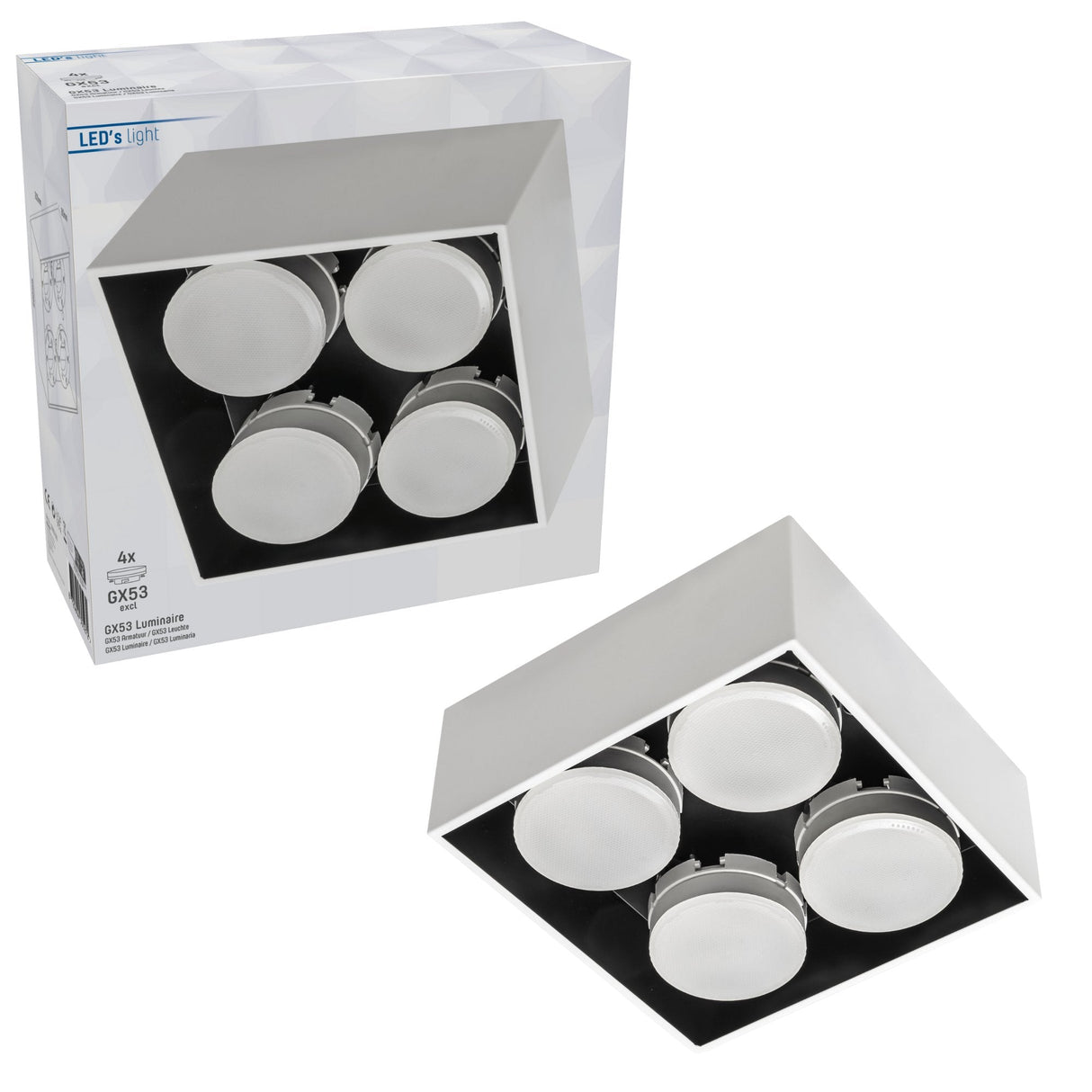 LED's Light Cube LED Ceiling Lamp - 4 light points - Rotatable light - Steel - 20 x 20 cm - White