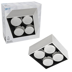 LED's Light Cube LED-Deckenleuchte - 4 Lichtpunkte - Drehbares Licht - Stahl - 20 x 20 cm - Weiß
