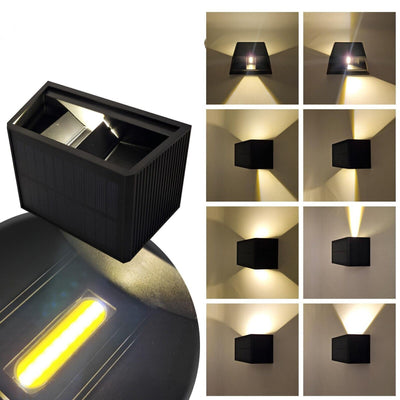 Wireless Solar Outdoor Light with Sensor - Shines Above and Below - Solar Powered Wall Lamp - Black