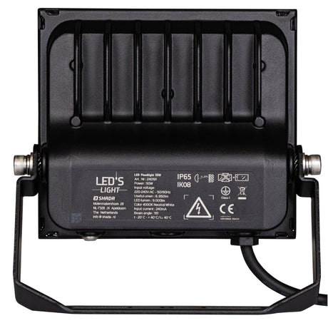 LED Schijnwerper 50W - 6850 lumen - Koelwit 4000K - IP65 IK08 - Kantelbaar - Zwart