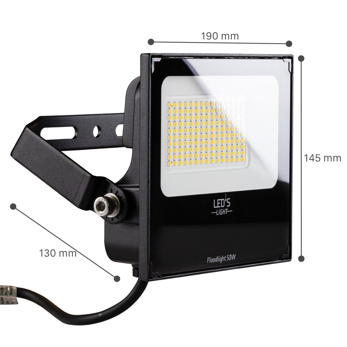 LED Floodlight 50W - 6850 Lumen - Cool White 4000K - IP65 IK08 - C4 Corrosion Resistant - Tiltable - 5 Year Warranty