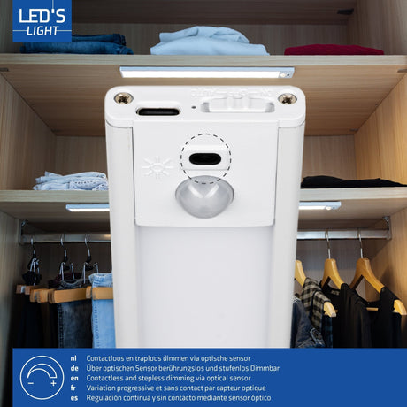 LED kastverlichting met sensor 80cm - 3 lichtkleurmodi (warmwit 3000K/koelwit 4000K/daglichtwit 6500K) - dimbaar - oplaadbaar - draadloos - zwaai- en bewegingssensor - USB-C