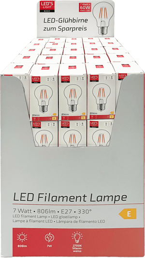 LED-Filamentlampe E27 – 806 Lumen – 7 W – Warmweiß 2700 K – A60 – Klarglas