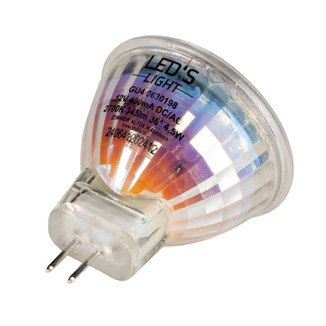 LED Spot 345 lumen - 4,5W - Warmwit 2700K - GU4 - MR11 - 12V DC - Dimbaar - Vervangt 35W Halogeen - CRI 90