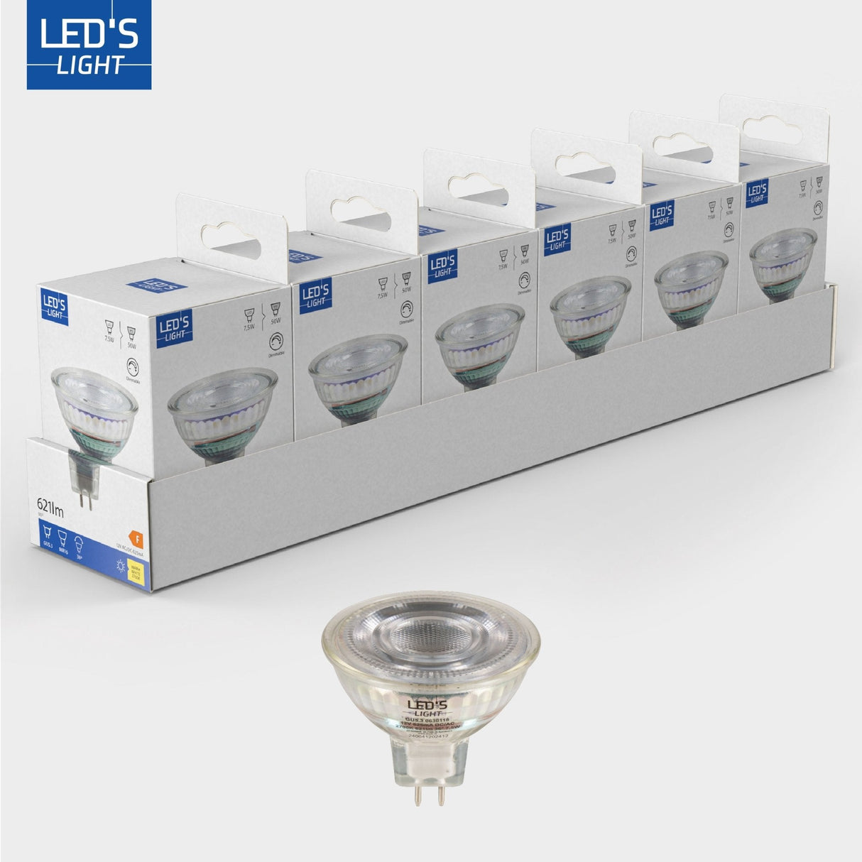 LED-Spot GU5.3, dimmbar, 621 Lumen, 7,5 W, 2700 K, 36°, MR16, 12 V