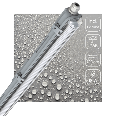 LED TL Fixture 2160 Lumen - 18W - Daylight White - IP65 Waterproof - 120cm - Including LED Tube