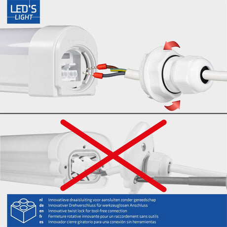 LED Vochtbestendig armatuur 120cm - 4320 lumen - 36W - Koelwit 4000K - IP65 - IK08 - Koppelbaar tot 10 stuks - 2 stuks