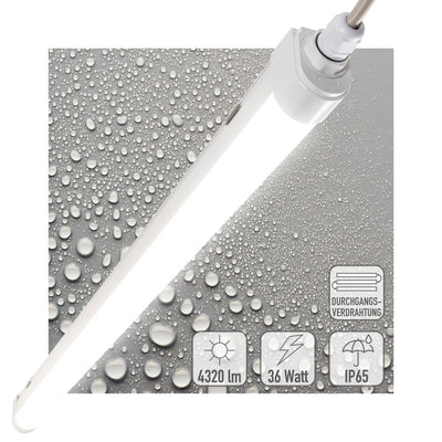 Feuchtigkeitsbeständige LED-Leuchte 120 cm – 4320 Lumen – 36 W – Kaltweiß 4000 K – Schutzart IP65 – IK08 – Bis zu 10 Stück koppelbar