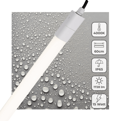LED-TL-Leuchte, 1725 Lumen, 15 W, Kaltweiß (4000 K), IP65 wasserdicht, 60 cm