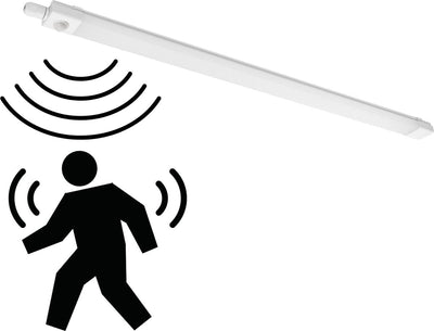 Feuchtigkeitsbeständige LED-Leuchte mit PIR-Sensor, 120 cm – 4100 Lumen – 36 W – Kaltweiß 4000 K – Schutzart IP65 – 4 Stück