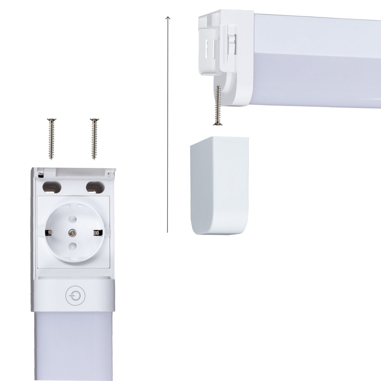 60 cm LED-Lichtleiste mit zusätzlicher Steckdose – Dimmbar – Geeignet für Badezimmer – 1700 lm