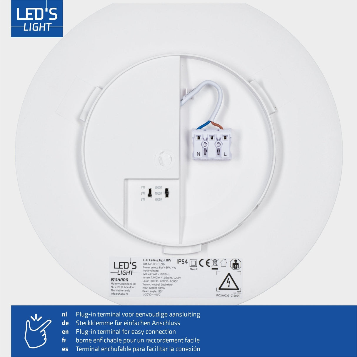 LED Light Ceiling Lamp 25 cm - 6 light settings - Suitable for all indoor areas - IP54