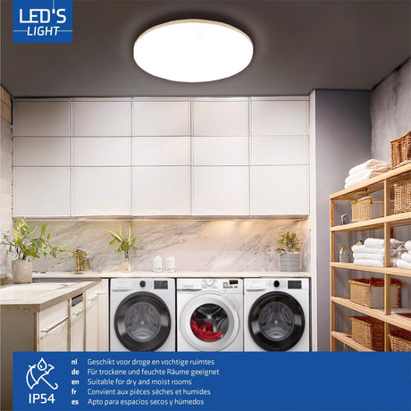 LED Plafondarmatuur 1440 lumen - 8W - 3 lichtkleuren - IP54 Waterdicht - 6 lichtstanden