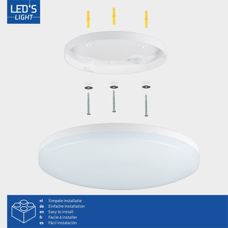 LED Plafondarmatuur 1440 lumen - 8W - 3 lichtkleuren - IP54 Waterdicht - 6 lichtstanden