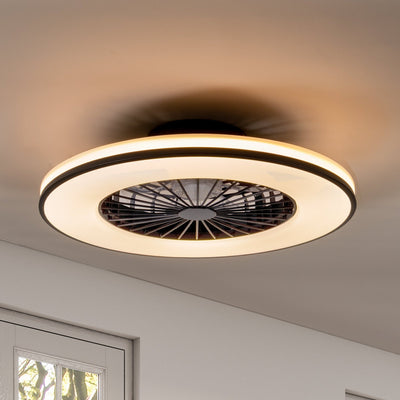 Lampada da soffitto LED con ventilatore 2400 lumen - 48W - 3000K-6500K - Dimmerabile - Telecomando - Nero/Bianco - 48.5cm