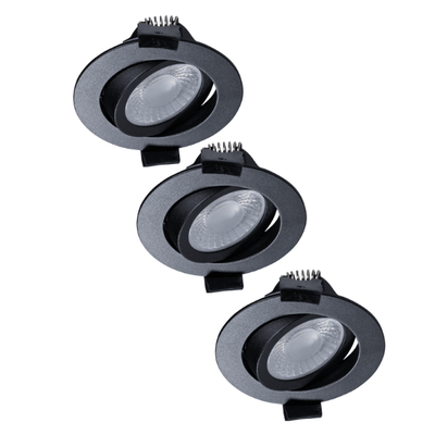 Faretto LED da incasso nero orientabile - 530 lumen - Dim to Warm - IP54 - 6W - 3 pezzi