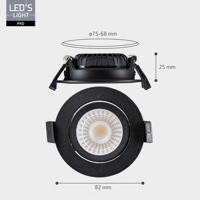 LED Inbouwspot Zwart Kantelbaar - 530 lumen - Dim to Warm - IP54 - 6W - 6 stuks
