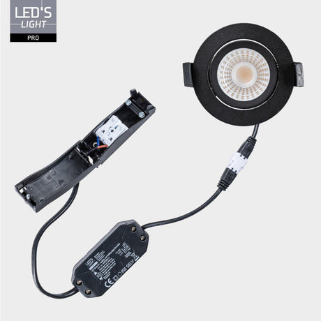 Spot LED encastrable noir inclinable - 530 lumens - Dim to Warm - IP54 - 6W - 3 pièces