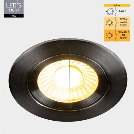 LED's Light PRO Downlight Einbaustrahler Ø 68mm - Schwenkbar - Spritzwassergeschützt - Dim to Warm - Silber 