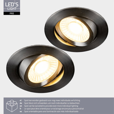 6er PACK - LEDs Light PRO Downlight Einbaustrahler Ø 68mm - Schwenkbar - Spritzwassergeschützt - Dim to Warm - Edelstahl 