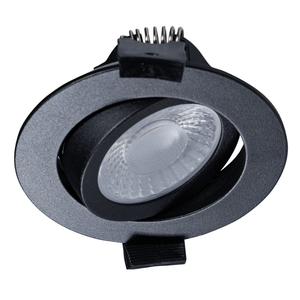 LED-Einbaustrahler, schwarz – 530 Lumen – 6 W – Dimmbar bis Warmweiß (2700 K–1800 K) – Neigbar – Spritzwassergeschützt (IP54) – 68–75 mm